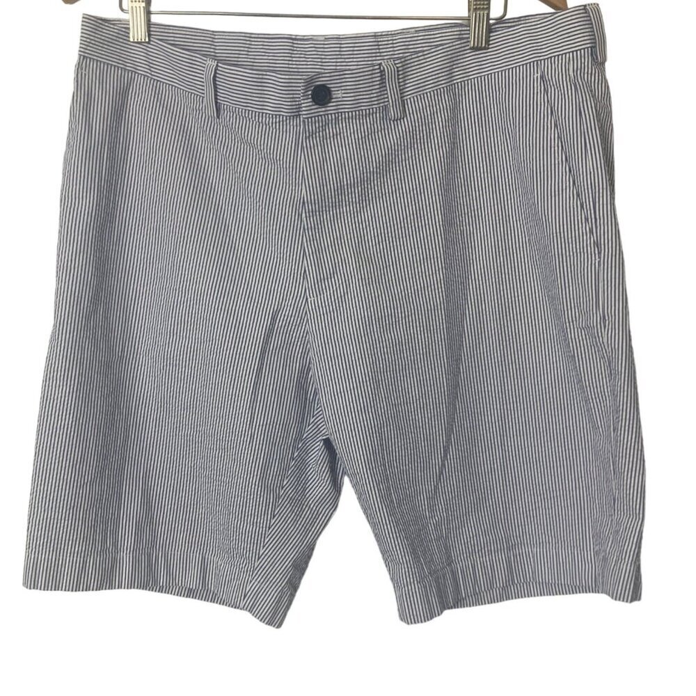 Brooks Brothers Seersucker Shorts Mens 38 Blue White Striped Classic Preppy